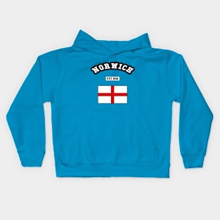 👑 Norwich England Strong, Flag of England, Est 930, City Pride Kids Hoodie